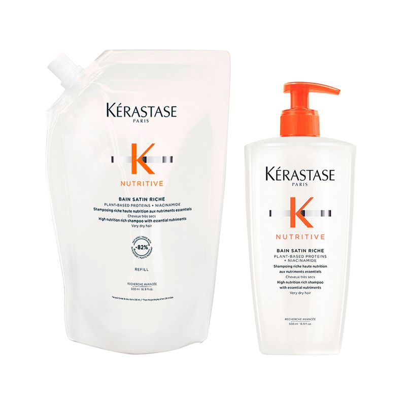 Kit-Kerastase-Shampoo-Nutritive-Bain-Satin-Riche-500ml---Refil-500ml