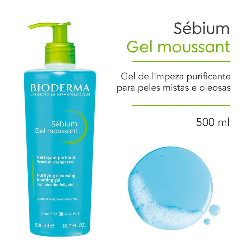 Gel-de-Limpeza-Antioleosidade-de-Alta-Tolerancia-Bioderma-Sebium-Gel-Moussant-500ml