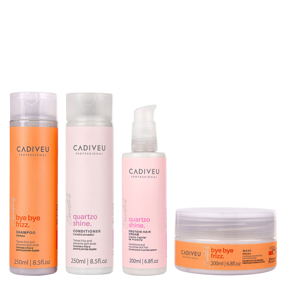 Kit Cadiveu Essentials Quartzo Shine e Bye Bye Frizz - 4 Produtos