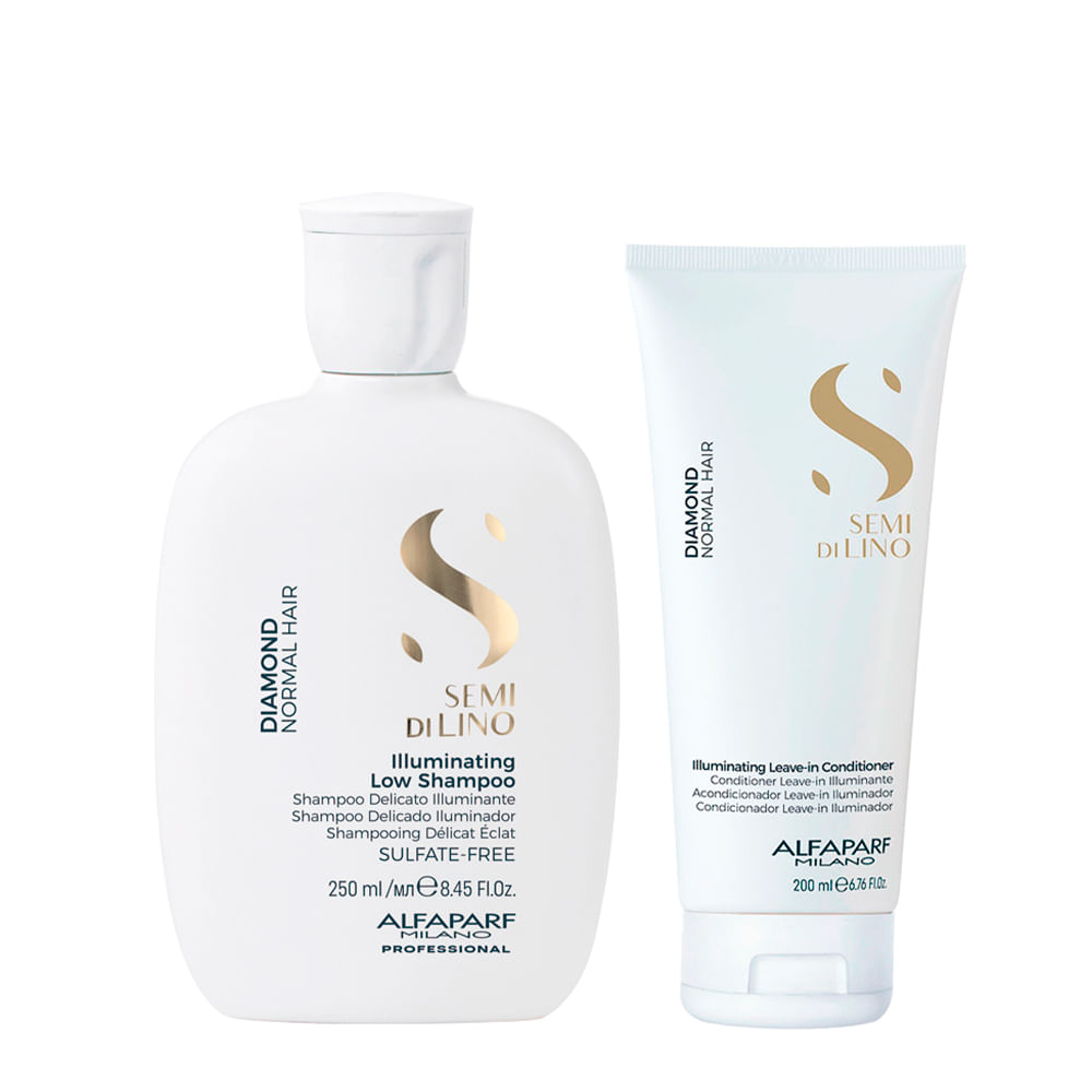 Kit Alfaparf Milano Professional Semi Di Lino Diamond - Shampoo 250ml + Condicionador Leave- In 200ml