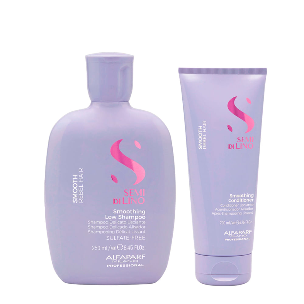 Kit Alfaparf Milano Professional Semi Di Lino Smooth Smoothing - Shampoo 250ml + Condicionador 200ml