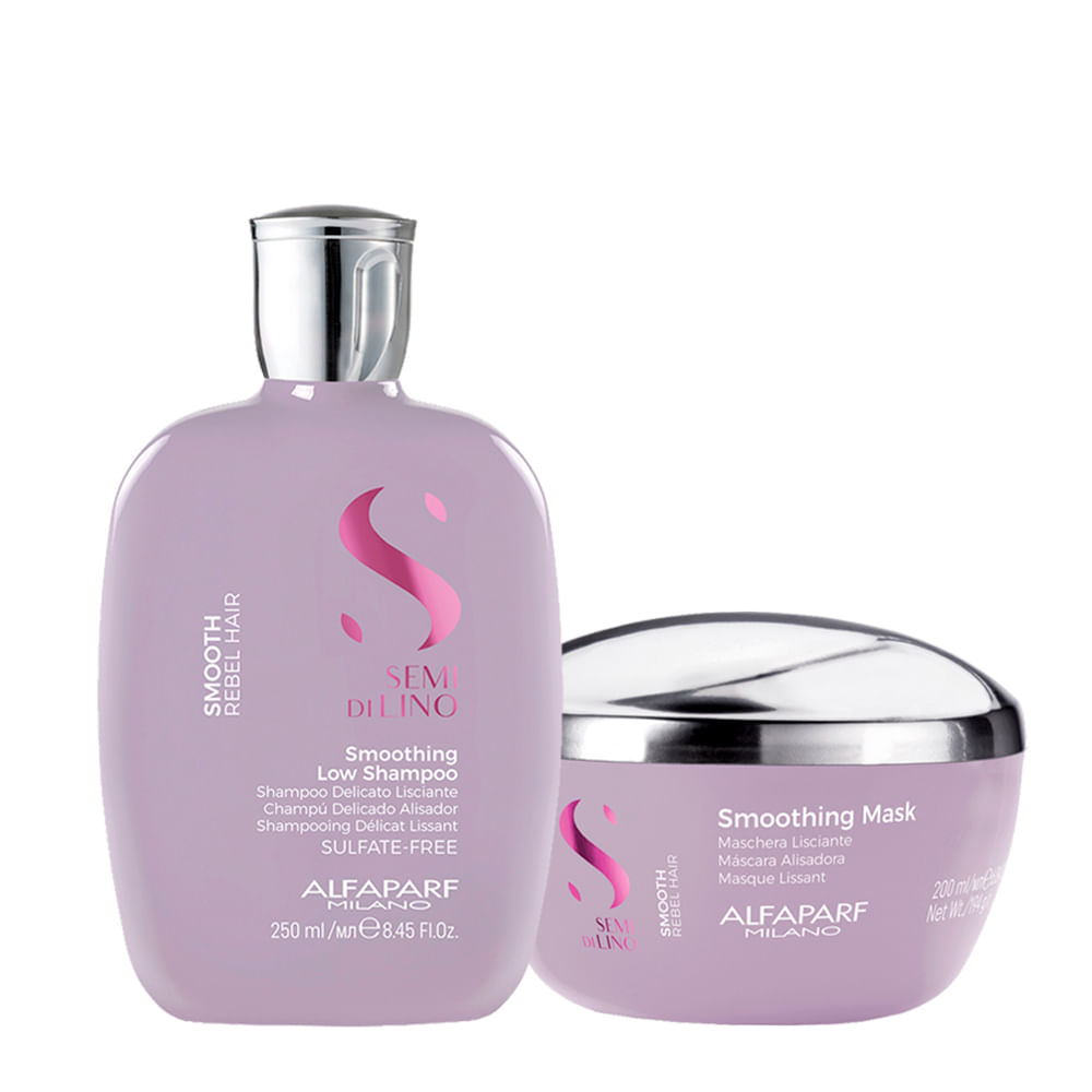 Kit Alfaparf Milano Professional Semi Di Lino Smooth Smoothing - Shampoo 250ml + Máscara 200ml