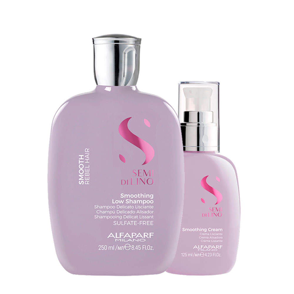 Kit Alfaparf Milano Professional Semi Di Lino Smooth Smoothing - Shampoo 250ml + Creme 125ml