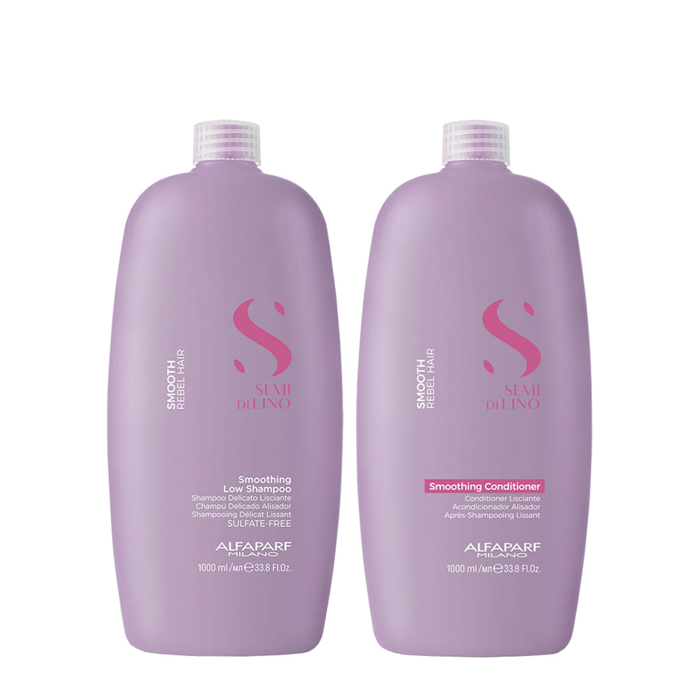 Kit Alfaparf Milano Professional Semi Di Lino Smooth Smoothing - Shampoo 1000ml + Condicionador 1000ml