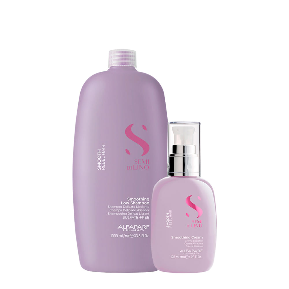 Kit Alfaparf Milano Professional Semi Di Lino Smooth Smoothing - Shampoo 1000ml + Creme 125ml