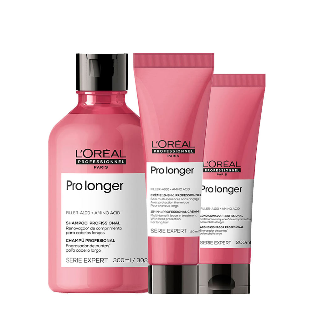 Kit LOréal Professionnel Serie Expert Pro Longer - Shampoo 300ml + Condicionador 200ml + Leave-In 150ml