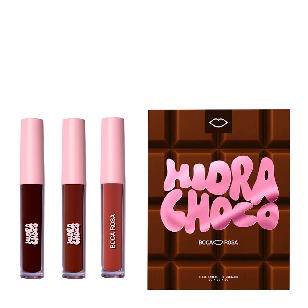Kit Gloss Boca Rosa Hidra Choco 3g - 3 Unidades | Amobeleza