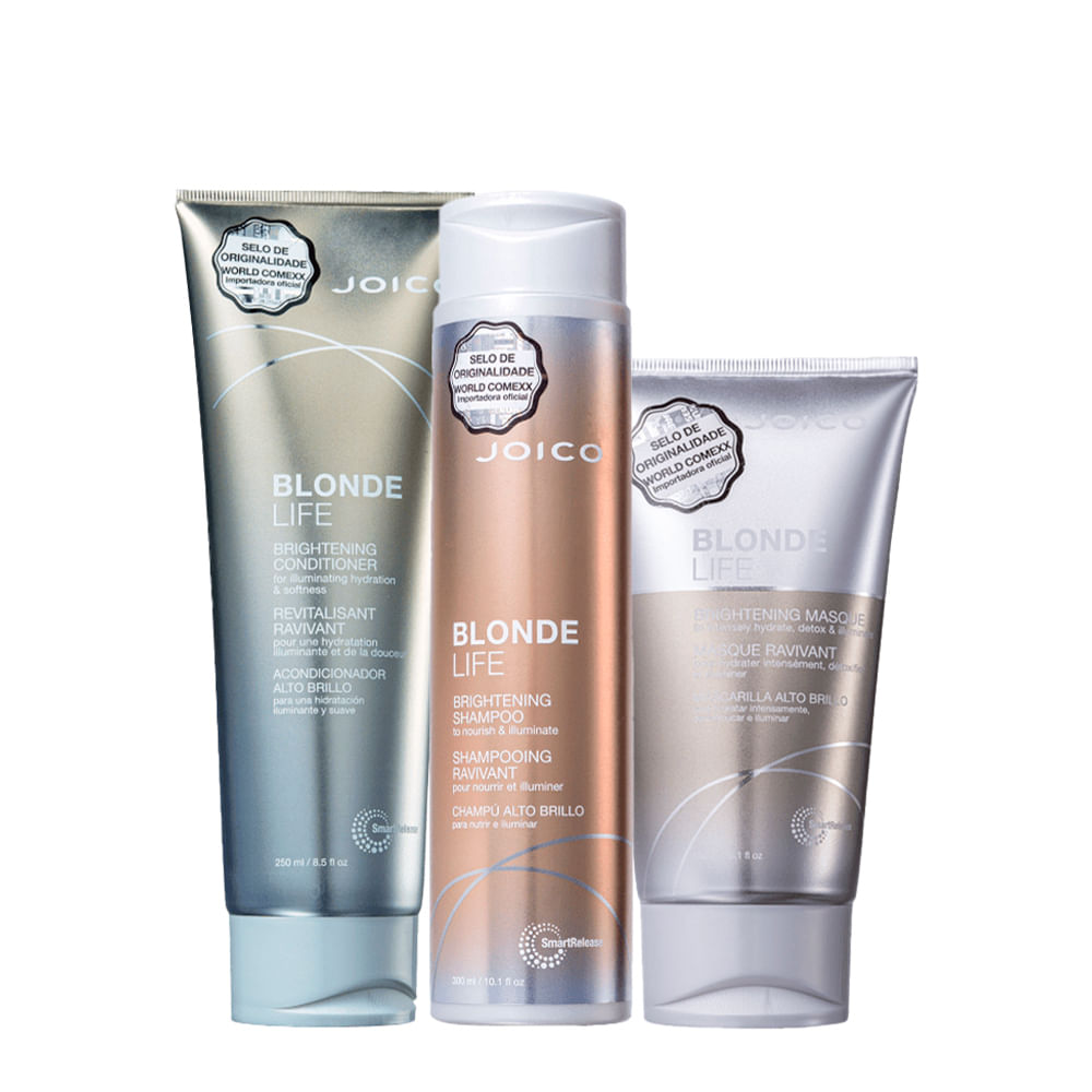 Kit Joico Blonde Life – Shampoo 300ml + Condicionador 250ml + Máscara de Brilho 150ml
