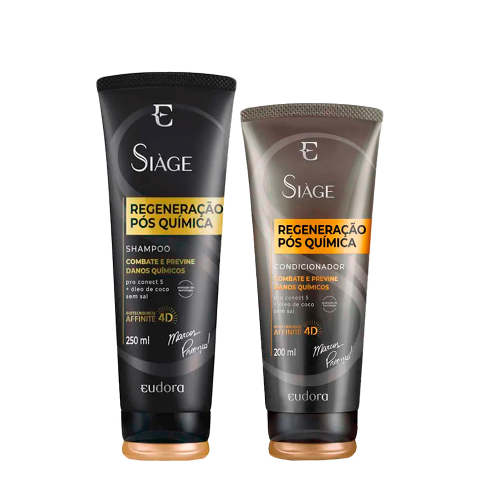 Kit Eudora Siàge Regeneração Pós Química 4D - Shampoo 250ml + Condicionador 200ml